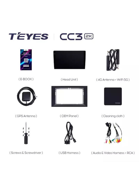 Teyes Ηχοσύστημα Αυτοκινήτου 2DIN (Bluetooth/USB/WiFi/GPS/Apple-Carplay/Android-Auto) με Οθόνη Αφής 9.5"