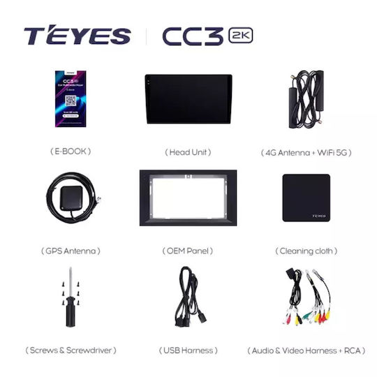 Teyes Sistem Audio Auto 2DIN (Bluetooth/USB/WiFi/GPS/Apple-Carplay/Android-Auto) cu Ecran Tactil 9.5"