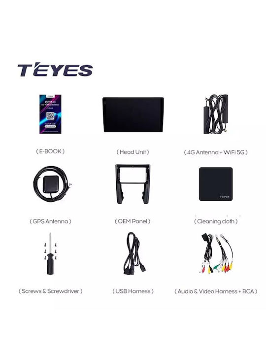 Teyes Ηχοσύστημα Αυτοκινήτου 2DIN (Bluetooth/USB/WiFi/GPS/Apple-Carplay/Android-Auto) με Οθόνη Αφής 9"