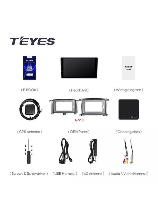 Teyes Cc3 2k 360° Navigație Auto Toyota Land Cruiser Lc J100 2002-2007 6+128gb 9.5" Qled Octa-core 2ghz Android 4g Bluetooth 5.1 Dsp
