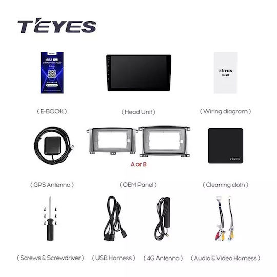Teyes Cc3 2k 360° Navigație Auto Toyota Land Cruiser Lc J100 2002-2007 6+128gb 9.5" Qled Octa-core 2ghz Android 4g Bluetooth 5.1 Dsp