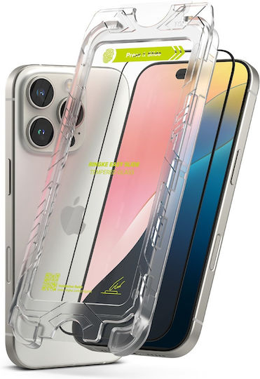 Ringke Gehärtetes Glas 2Stück Schwarz (iPhone 17 / 17 Pro / 16 Pro)