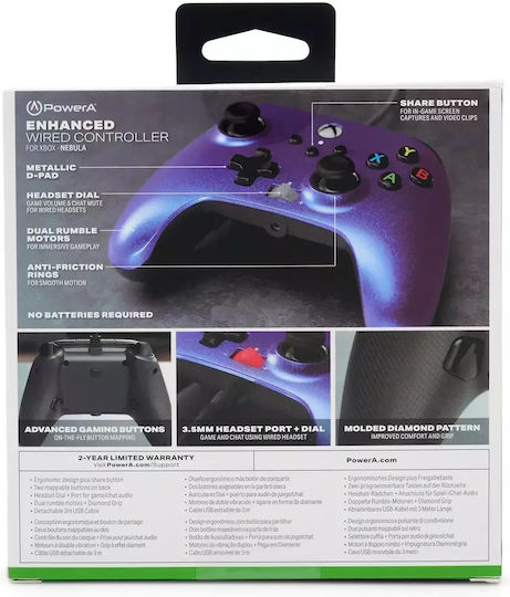 PowerA Enhanced Nebula V2 Cu fir Gamepad pentru PC / Xbox One / Xbox Series Albastru
