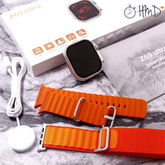 Z69 Ultra 49mm Smartwatch mit Pulsmesser (Orange)