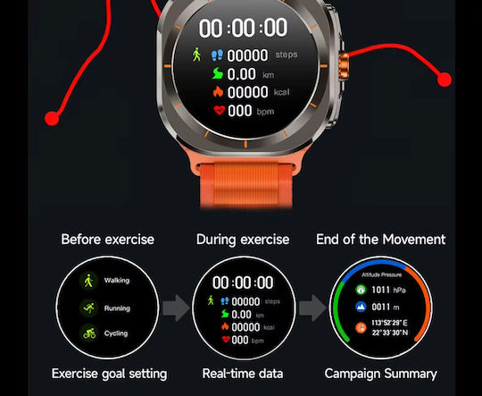 Z7 Ultra Smartwatch with Heart Rate Monitor (Orange)