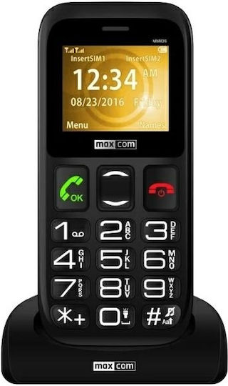 MaxCom MM426 SE Dual SIM Κινητό με Μεγάλα Κουμπιά (Ελληνικό Μενού) Μαύρο