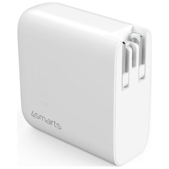 4Smarts GaN Handyladegerät Ohne Kabel mit USB-A Ausgangsanschluss und 2 USB-C Ausgangsanschlüsse 65W Schnellladetechnologie 3.0 Weiß (43675)