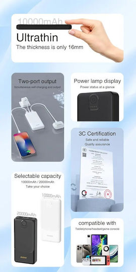 Dudao K10 Power Bank 10000mAh 12W with 2 USB-A Ports White