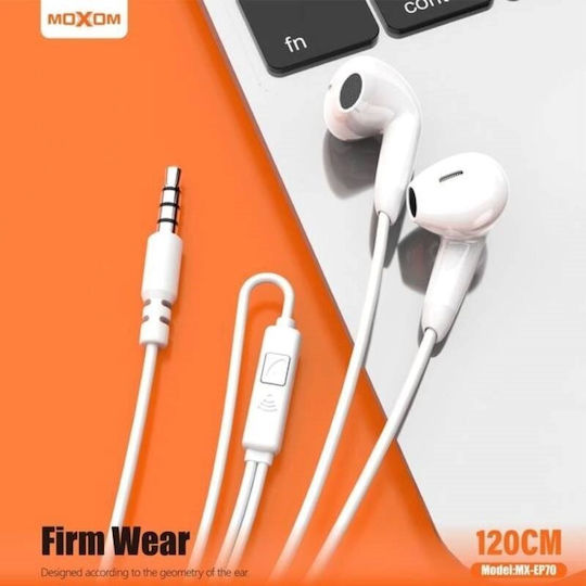 Moxom 23804 Earbuds Handsfree Headphones with Connector 3.5mm White