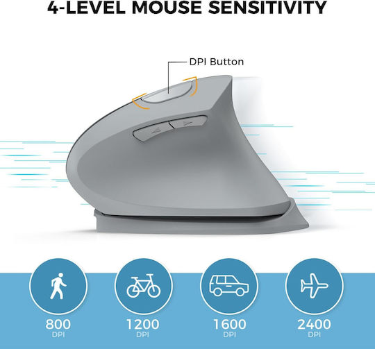 iClever TM254G Wireless Ergonomic Mouse Gray