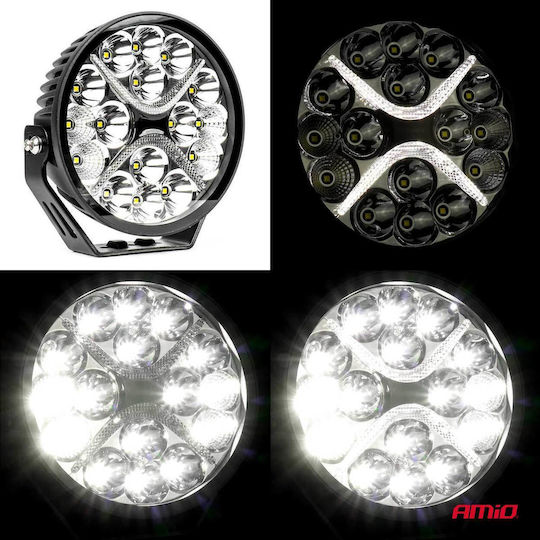 AMiO Roundς Waterproof Headlights Car LED Universal 12 / 24V 80W with White Lighting 1pcs