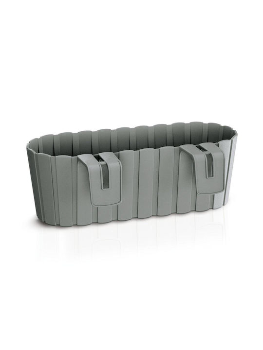 Set aus 4 dekorativen Pflanzgefäßen mit Plastikständer, Grau, 4,9 L, 38,3x21,2x13 cm, Boardee Hook