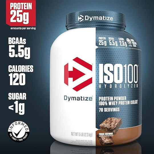 Dymatize ISO 100 Hydrolyzed Πρωτεΐνη Ορού Γάλακτος Χωρίς Γλουτένη με Γεύση Gourmet Chocolate 2.264kg