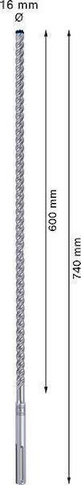Bosch Four-Cut Diamond Drill Carbide with SDS Max Shank for Masonry 16x740mm