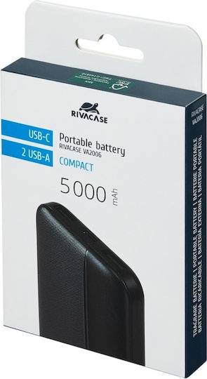 Rivacase VA2006 Power Bank 5000mAh cu 2 Porturi USB-A Negru