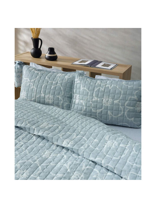 Kentia Gerani Set Coverlet King Size from Polyester 33 Ciel 260x240cm