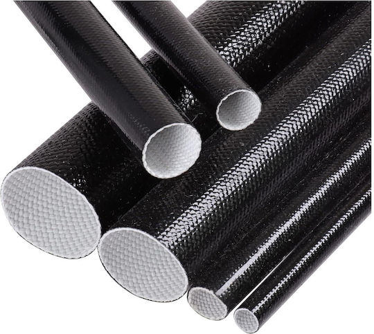 Fiberglas hitzebeständiger Schlauch 105°C PVC-Beschichtung Ø12mm Schwarz 1 Meter