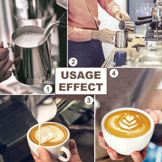 Cana din oțel inoxidabil pentru spumare lapte cu mâner Quasar Co. Cana pentru cappuccino cu cioc Bar Cana Barista 600 ml H 11 cm