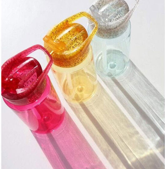 A Little Lovely Company Kids Water Bottle Plastic with Straw Purple 450ml