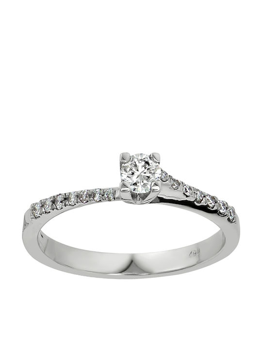 Antwnakakis Einzelstein aus Weißgold 18K mit Diamant