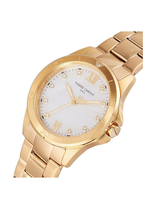 Pierre Cardin Damen Uhr mit Gold Metallarmband