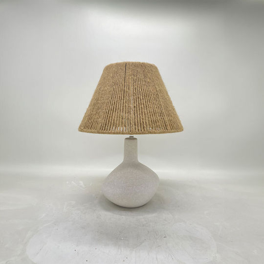 InTheBox Ceramic Table Lamp with Brown Shade and White Base