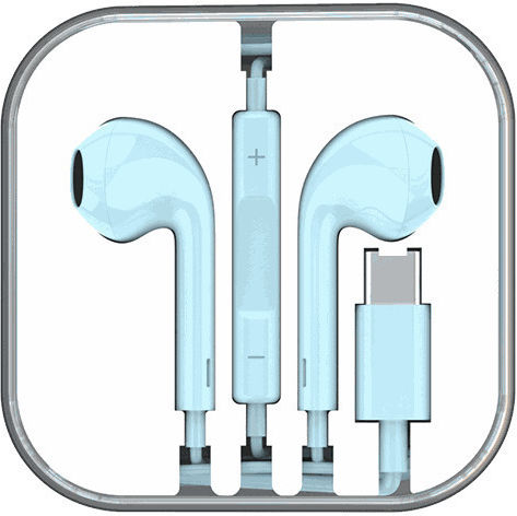 Moveteck 740609 In-ear Handsfree Headphones with Connector USB-C Light Blue