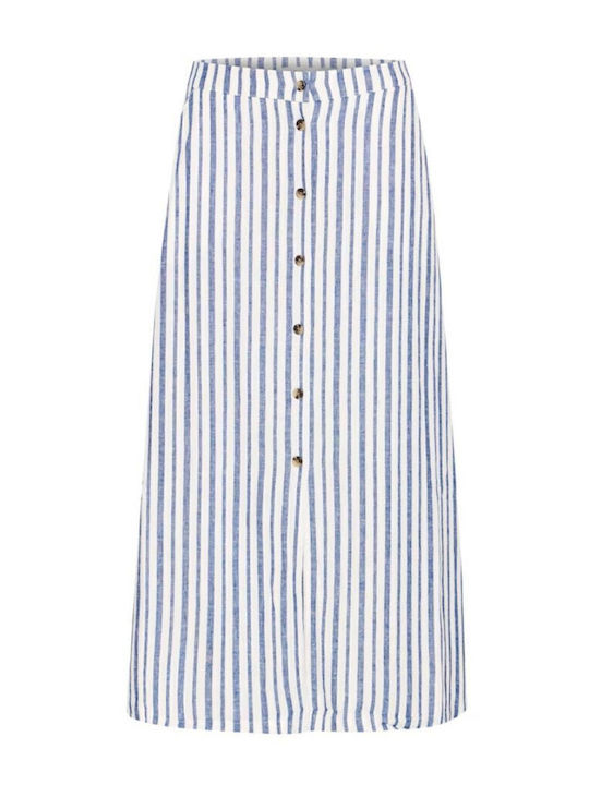 Τζιν Midi Φούστα Μπλε Ριγα, Μπλε Denim