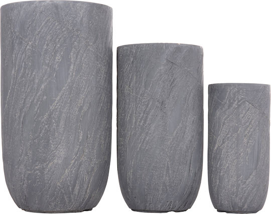 HomeMarkt Set 3 Metallische Pflanzgefäße Cement 44x79cm