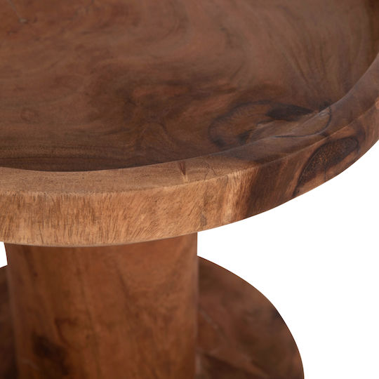 Round Side Table Bermal Made of Solid Wood Natural M35xL35xH65cm