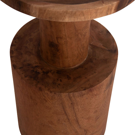 Round Side Table Bermal Made of Solid Wood Natural M35xL35xH65cm