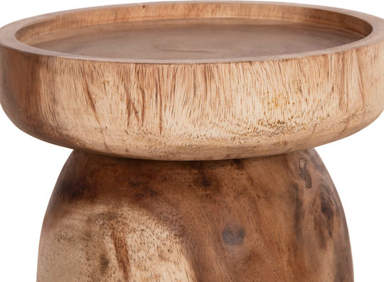 Round Side Coffee Table Loki Made of Solid Wood Natural W30xL30xH50cm