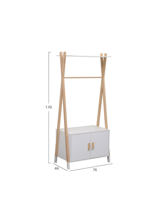 HomeMarkt Paschal Kids Wall Hanger Multi Hook Wooden White with Shelf 76x15.95cm