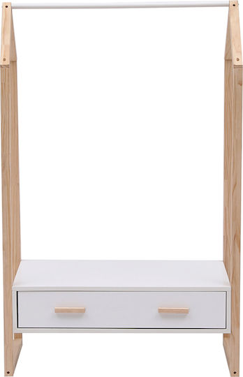 HomeMarkt Wooden Kids Wall Hanger with Hooks Pepe White 80x40x125cm