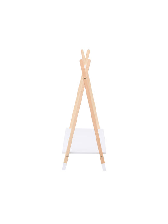 HomeMarkt Kids Wall Hanger Multi Hook Wooden White with Shelf 100x40x100cm