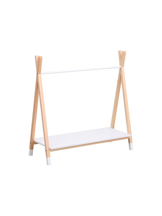 HomeMarkt Kids Wall Hanger Multi Hook Wooden White with Shelf 100x40x100cm