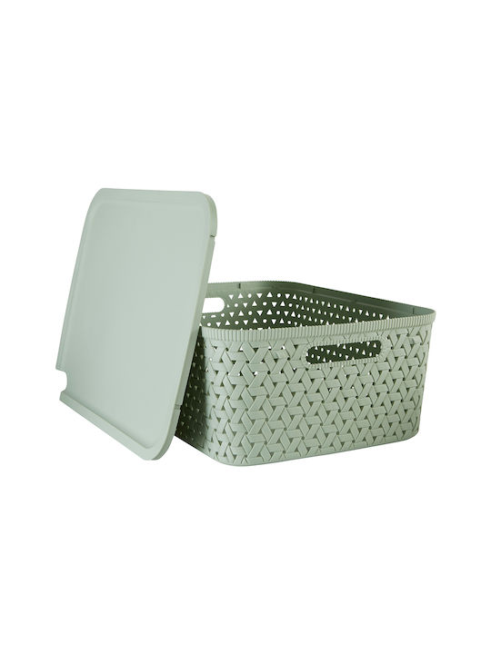 5Five Coș de Depozitare Plastic cu capac Verde 15lt 1buc