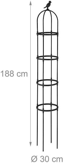 Set 2 Garden Flower Supports Obelisk Dimensions 188 x 30 cm Black Relaxdays