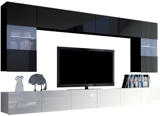 Unitate TV pentru sufragerie Tivdalu 105 Γυαλιστερό Μαύρο, Γυαλιστερό Λευκό Unitate TV pentru sufragerie Tivdalu 105 Γυαλιστερό Μαύρο, Γυαλιστερό Λευκό