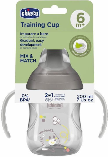 Chicco Training Cup Cana de antrenament pentru bebeluși Plastic cu mânere Gri pentru 6m+m+ 200ml