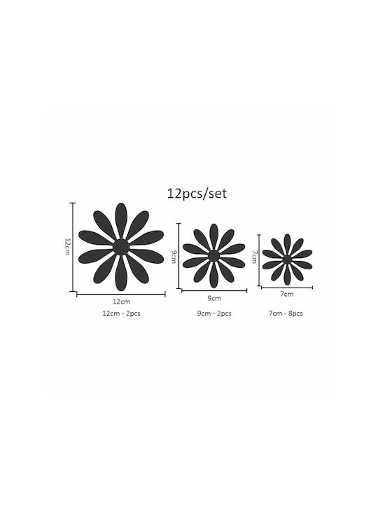 3d Flowers Wall Sticker Red Set Of 12pcs.