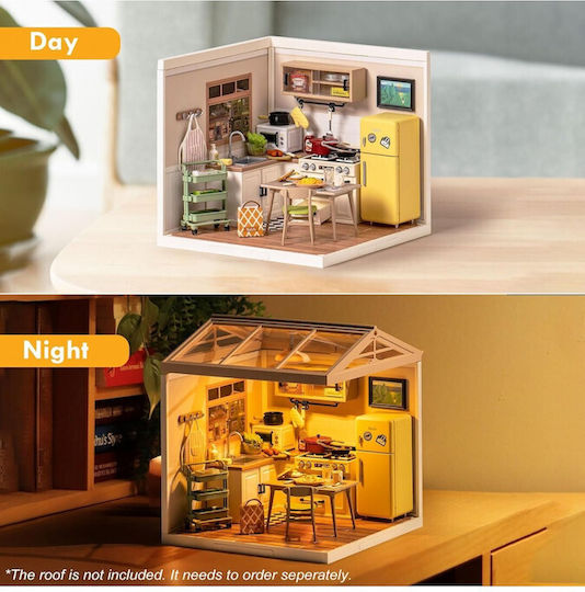 Rolife Construction & Building Toys Wooden Robotime Happy Meals Kitchen with LED for Children Aged 8+
