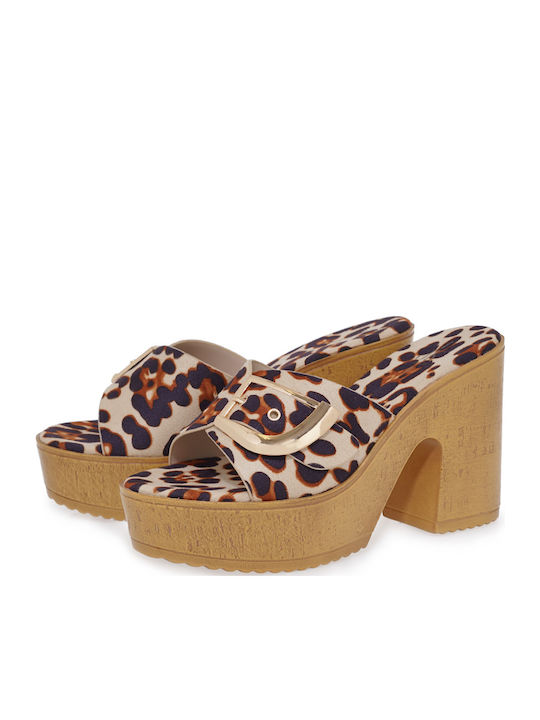 Mules με Ψηλό Τακούνι Leopard