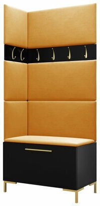 Tivsoa 103 Entry Furniture with Mirror & Hanger Black Velvet-Black Metal 84x46x196cm