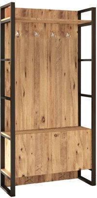 Kailua 538 Eingangsmöbel mit Spiegel Πεύκο, Μαύρο 40x90x34cm