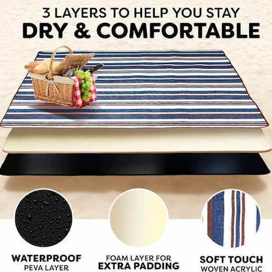 Picnic Beach Blanket Foldable Bag Model Waterproof Oxford 200 x 145 Cm Blue