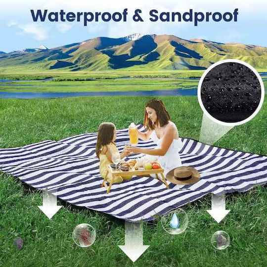 Picnic Beach Blanket Foldable Bag Model Waterproof Oxford 200 x 145 Cm Blue