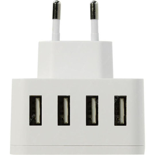 Orico Încărcător cu Cablu Integrat cu 4 Porturi USB-A 20W Albς (S4U)