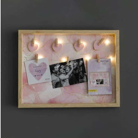 Beleuchteter Holz-Bilderrahmen mit 7 Fächern & 8 LEDs – 42x32cm
