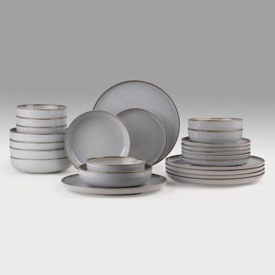 Kutahya Porselen Mood Gray Porcelain Dinnerware Set 24pcs